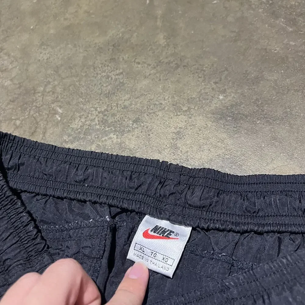Vintage 90s Nike Black Windbreaker Nylon Sweatpants 36x33
